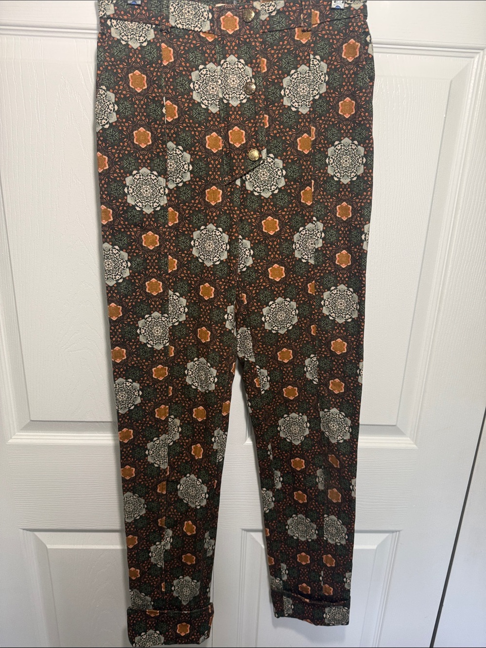 Kenzo Brown Patterned Skinny with Brown and Cream Medallions